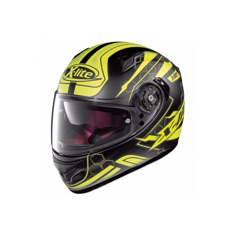 Casque Moto Intégral NOLAN - X661 Honeycomb n-Com Flat Black/yellow