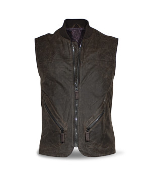 Gilet Brown Waxed Cotton Man - Dmd