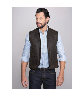 Gilet Brown Waxed Cotton Man - Dmd