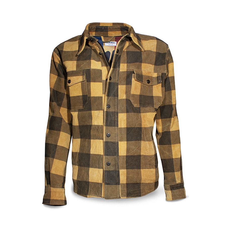 Veste Shirt Check Yellow Leather Man - Dmd