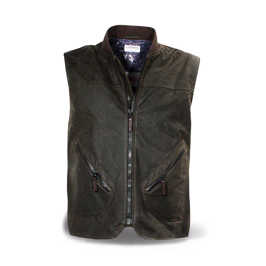 Gilet Handmade Waxed Cotton Man Olive - Dmd