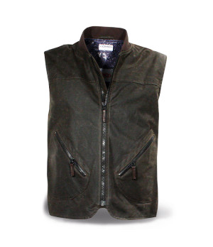 Gilet Handmade Waxed Cotton Man Olive - Dmd