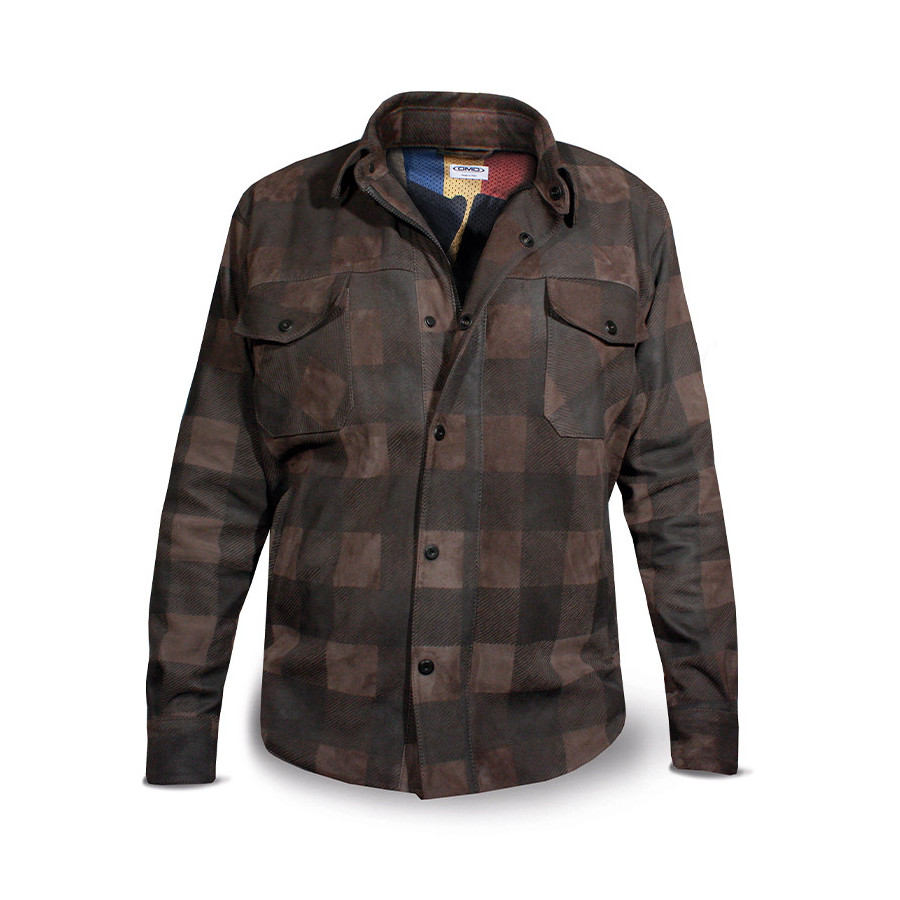 Jacket Handmade Check Brown Leather Man - Dmd