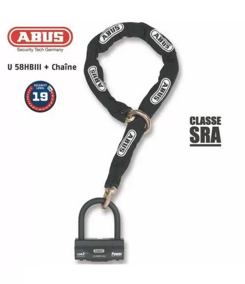 ANTIVOL U + CHAÎNE 58HB3+12KS120L - ABUS