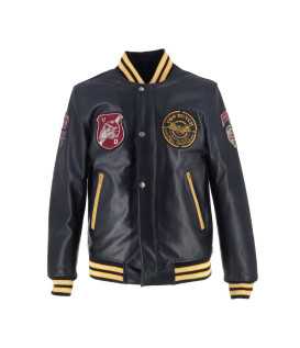 Helstons - Blouson Collegian Cuir Rag x Von Dutch