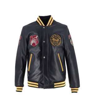 Helstons - Blouson Collegian Cuir Rag x Von Dutch