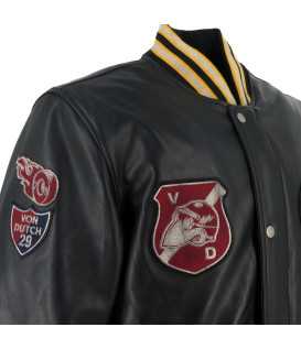 Helstons - Blouson Collegian Cuir Rag x Von Dutch