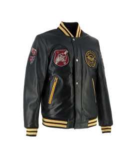 Helstons - Blouson Collegian Cuir Rag x Von Dutch