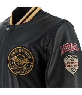 Helstons - Blouson Collegian Cuir Rag x Von Dutch
