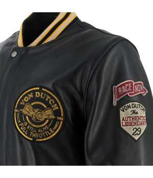 Helstons - Blouson Collegian Cuir Rag x Von Dutch