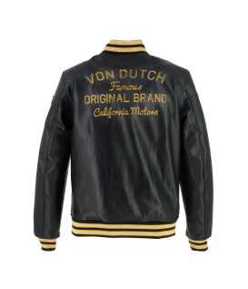Helstons - Blouson Collegian Cuir Rag x Von Dutch