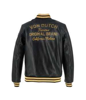 Helstons - Blouson Collegian Cuir Rag x Von Dutch