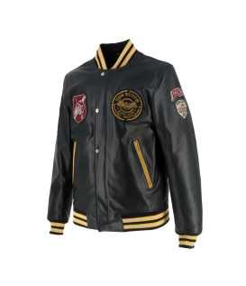 Helstons - Blouson Collegian Cuir Rag x Von Dutch