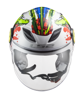 CASQUE JET ENFANT OF602 FUNNY CROCO GLOSS WHITE - LS2