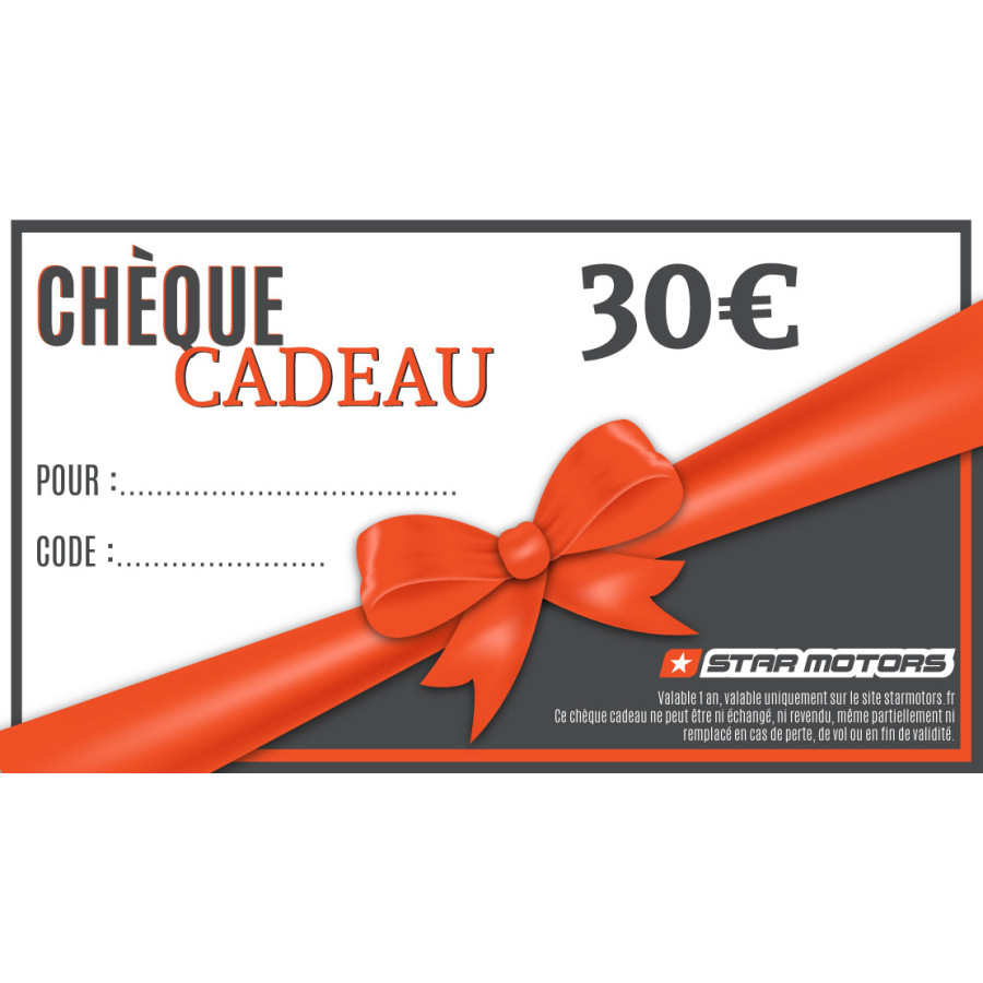 Chèque cadeau Star motors 30?