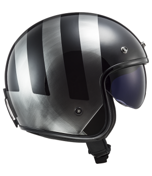 CASQUE JET OF601 BOB LINES BLACK JEANS - LS2