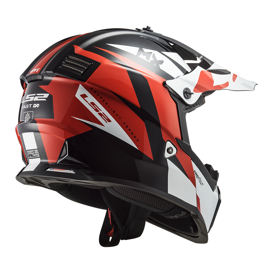LS2 Casco Cross Fast Evo Verve Black White - MX437 - Omologato ECE 22.05 - XXL (63/64 Cm)