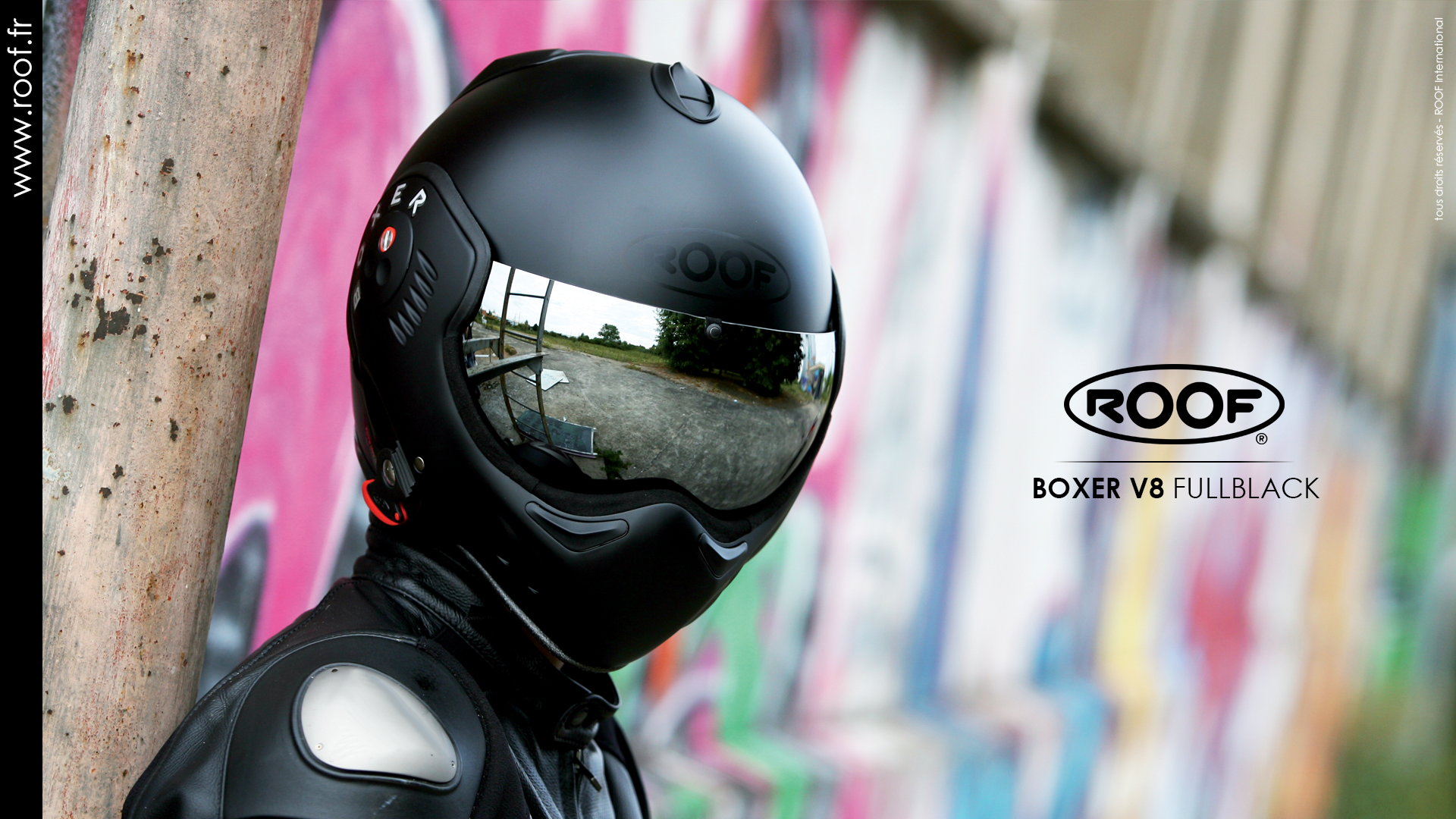 Roof Casque Moto Roof Desmo V8 Full Black Starmotors